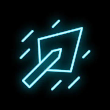 Blue neon trowel spreading light on dark background Stock Illustration