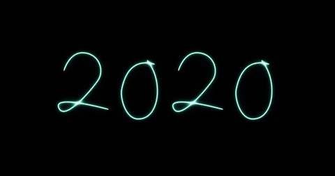 Blue neon tubes folded in the form of text 2020 on transparent background. Stock Footage 120422892