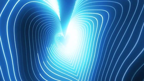 Blue neon tunnel with converging lines background. Blue neon tunnel for hig.. Stock Footage 337815481
