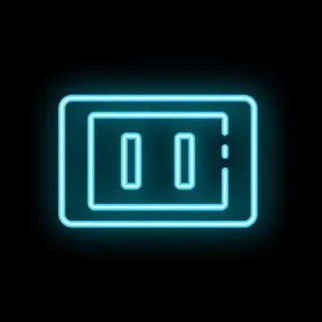 Blue neon type c usb port glowing on black background Stock Illustration