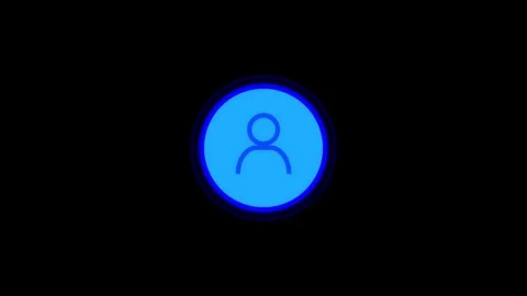 Blue Neon User Icon Inside a Double Circle on animated Black Background pro.. Stock Footage 321454674