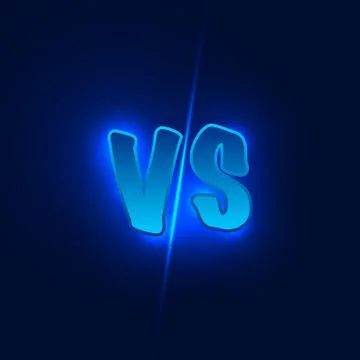 Blue neon versus logo vs letters for sports and fight competition. Vector ill Stock Illustration