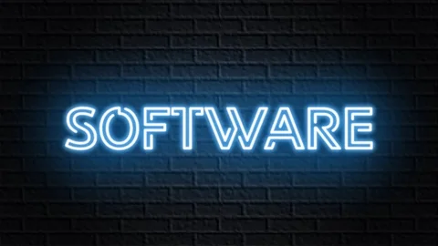 Blue neon video animation software Stock Footage 120459642