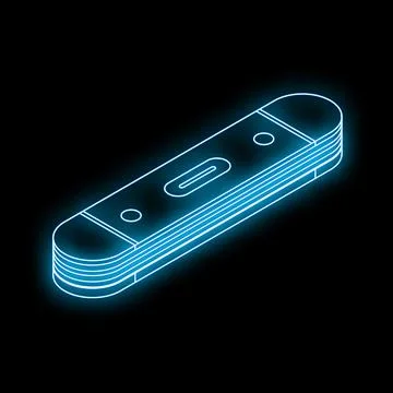 Blue neon vr controller glowing on black background Stock Illustration