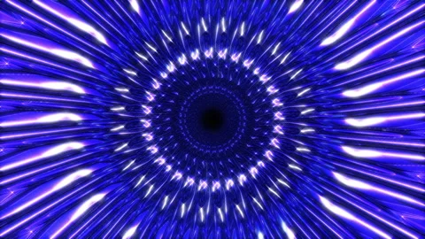 Blue Neon Warp Tunnel Loop Futuristic Hyperspace Light Speed Animation Video stock 331216656