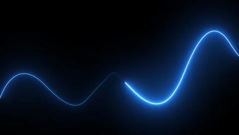 Blue Neon Wave on Black Background abstract bright Video stock 317452442