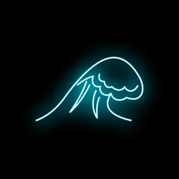 Blue neon wave line art glowing at night Stock Illustration