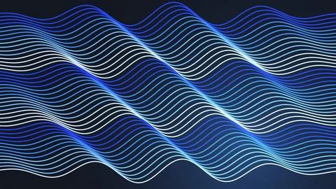 Blue neon wave pattern on dark background Stock Illustration