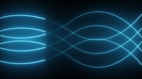 Blue neon wavy lines flowing animation loop for data connection and technology Stock Footage 337701461