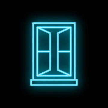 Blue neon window glowing on a black background Stock Illustration