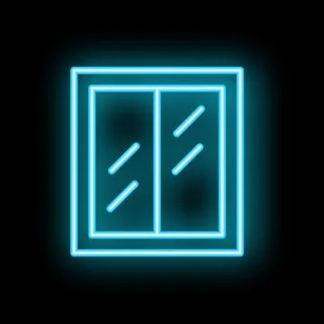 Blue neon window glowing on black background Stock Illustration