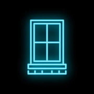 Blue neon window shining in the dark Ilustración de archivo