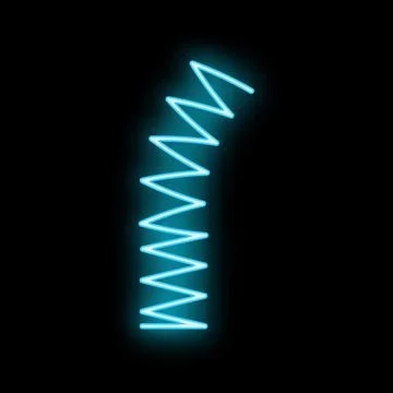 Blue neon zig zag line glowing on black background Stock Illustration