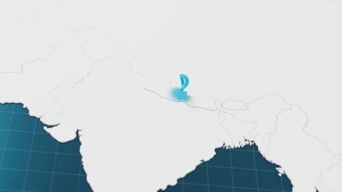 Blue Nepal 3d map with pointer pin surrounded with other countries in white 動画素材 319275604
