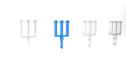Blue Neptune Trident icon isolated on white background. Minimalism concept... Stock Illustration