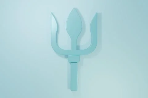 Blue Neptune Trident icon isolated on blue background. Minimalism concept. .. Stock Illustration