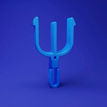 Blue Neptune Trident icon isolated on blue background. Minimalism concept. .. イラスト素材