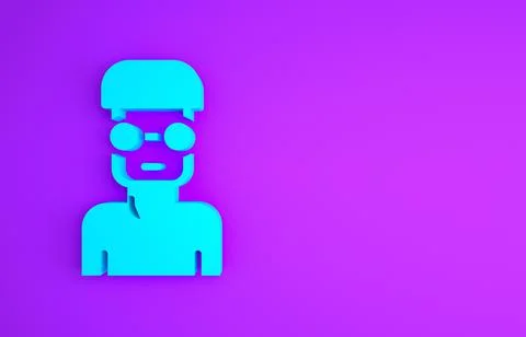 Blue Nerd geek icon isolated on purple background. Minimalism concept. 3d ill Stock Illustration