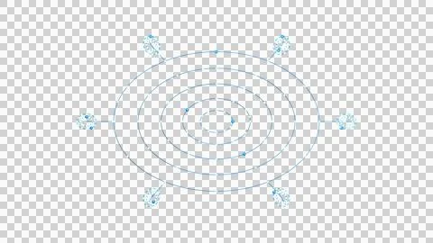 Blue Nested Satellite Data Paths Isolated on Transparent Background Stock Illustration
