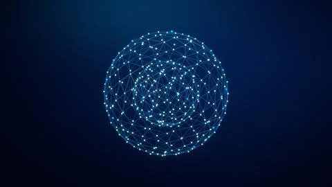 Blue Nested Spherical Data Shells Technology Background Stock-Illustration
