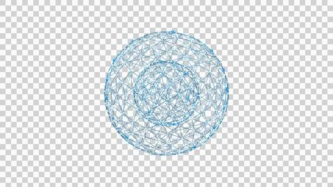 Blue Nested Spherical Data Shells Isolated on Transparent Background Stock Illustration