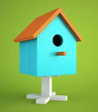 Blue nesting box isolated on green background Stock Illustration