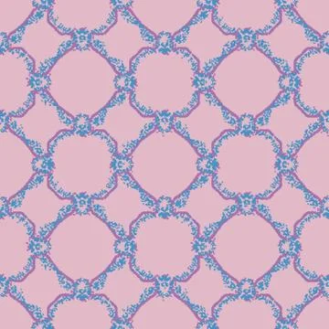 Blue netting on pink seamless vector pattern Illustrazione stock