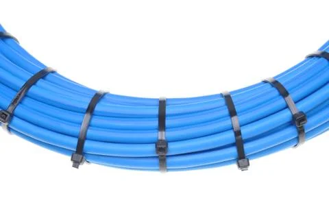 Blue network cable with cable ties Stock Photos
