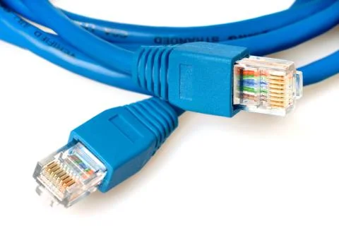 Blue network cable with jack Stock Photos