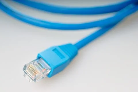 Blue network cable with jack Stock Photos