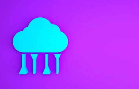Blue Network cloud connection icon isolated on purple background. Social tech イラスト素材