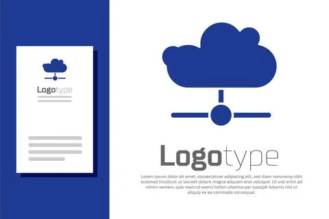 Blue Network cloud connection icon isolated on white background. Social イラスト素材