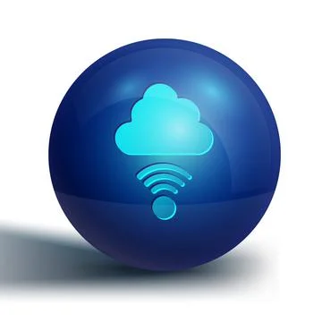 Blue Network cloud connection icon isolated on white background. Social Illustrazione stock