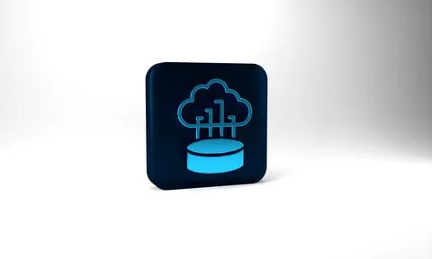 Blue Network cloud connection icon isolated on grey background. Social Stock Illustration