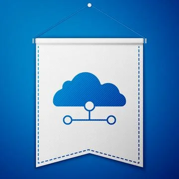 Blue Network cloud connection icon isolated on blue background. Social tech.. Stock Illustration