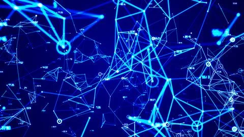 Blue network connection with line and digital number for business technology Stock Illustration
