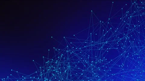 Blue network connection triangle lines on blue background for technology conc Stock Illustration