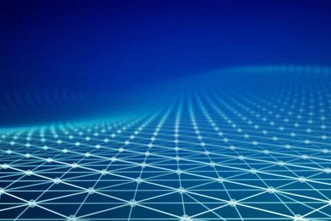 Blue network connection triangle lines on blue background for technology conc Foto stock