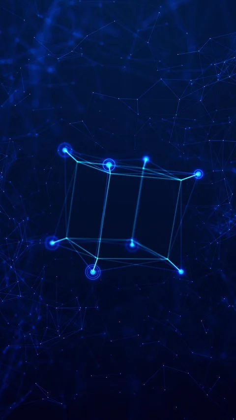 Blue Network Cube Digital Data Connection Technology Stock Footage 341358068