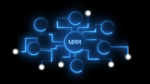 Blue network diagram with MR in center circle. Blue network diagram for dig.. Stock Footage 337816450