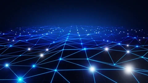 Blue network dots connected by lines abstract technology network blue dots 库存影片 333518481