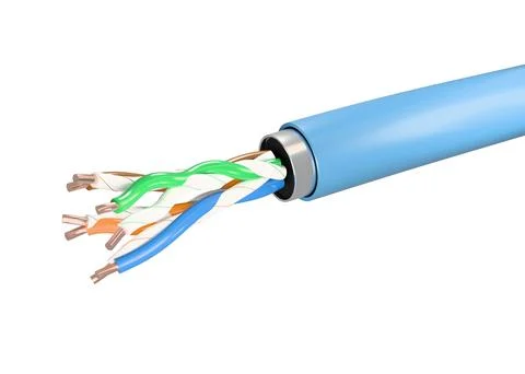 Blue network ethernet data twisted pair cable Stock Photos