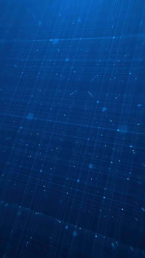 Blue network grid data intersecting lines, glowing nodes, soft depth, and futuri Stock Footage 340526927