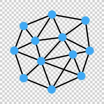 Blue network node connection icon isolated on white background Stock Illustration