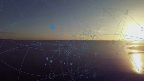 Blue network starting when one circle appearing, multiplying rings and arcs, Stock Footage 333230670
