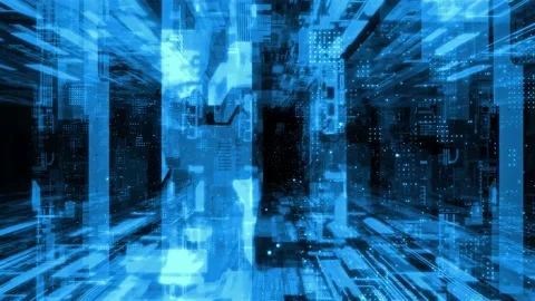 Blue network tunnel in machine Stock Footage 201033742