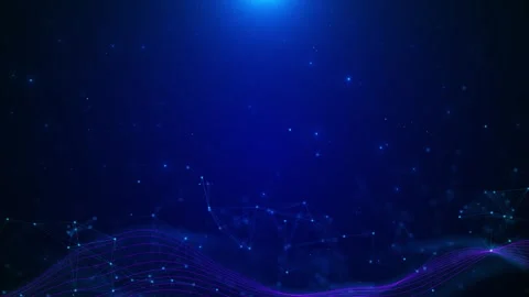 Blue network wave background purple flowing lines, connected nodes, soft Stock Footage 333862877