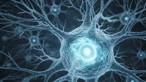 Blue Neural Network Close Up Visualization. Video stock 341801933