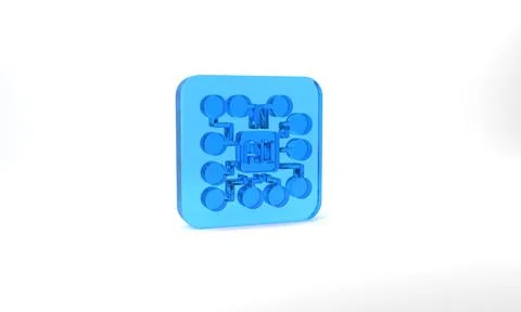 Blue Neural network icon isolated on grey background. Artificial intelligence AI Stockillustratie