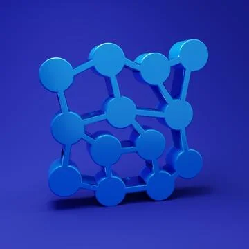 Blue Neural network icon isolated on blue background. Artificial intelligen.. Illustrazione stock